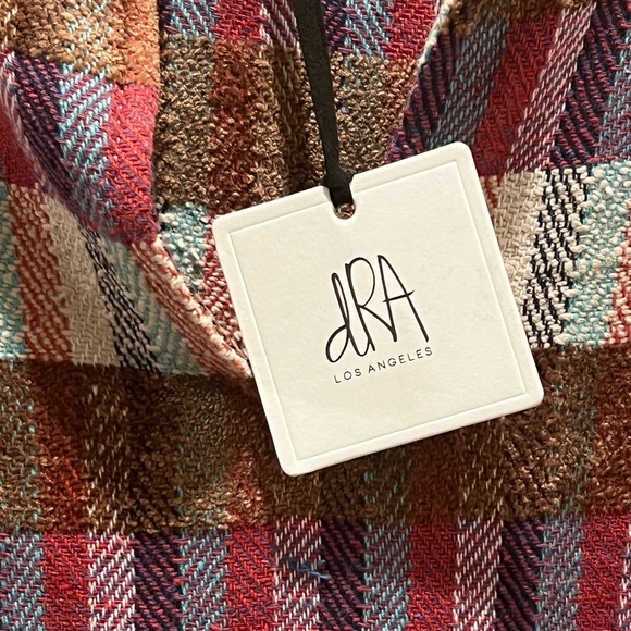 dRA Kelsey Plaid Fringe Ruffle Top Medium - Picture 8 of 9